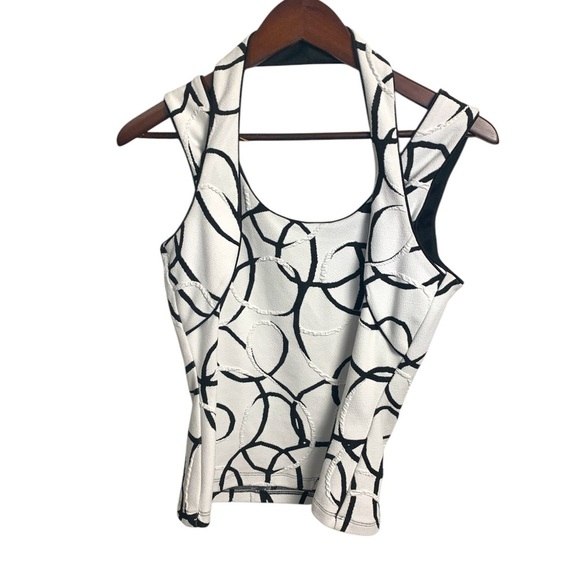 Joseph Ribkoff polyester/spandex top w interesting straps, shelf bra, stretch - Picture 1 of 14